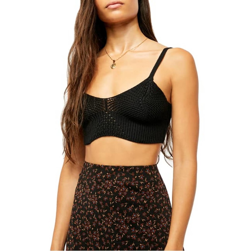 Free People You Wanna Brami Black Bralette NWT Women's XS